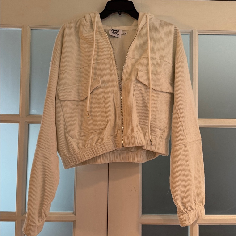 Princess Polly Off-White Ribbed Jacket